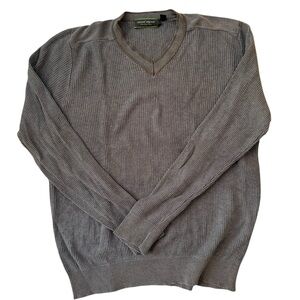 Joseph Abboud Brown Silk Blend V-Neck Sweater